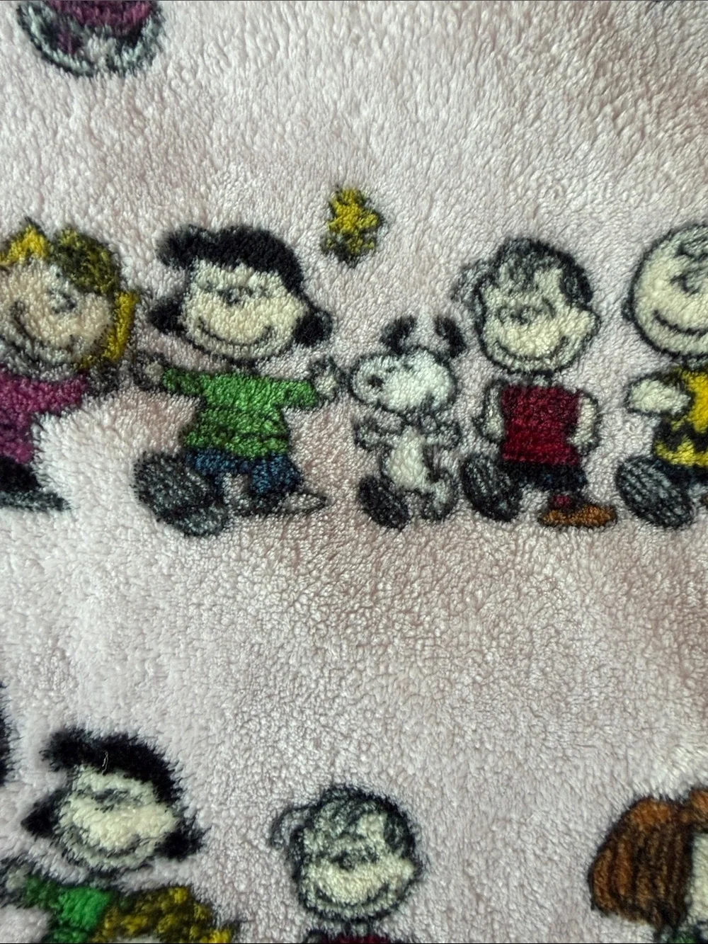 Peanuts Plush Throw Blanket in Light Pink with Multicolor Characters